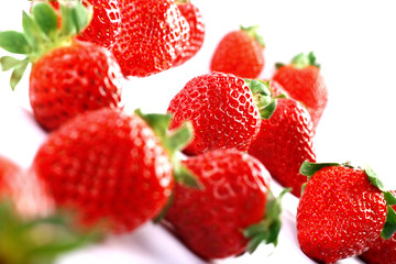 Strawberries on white background