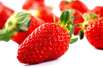 Strawberries on white background