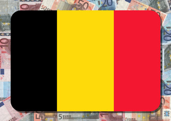 Belgian flag with euro notes