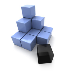 Green blocks in the process of creating a big cube 001