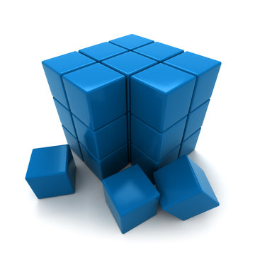 Blue and black cubes forming a big cube 023