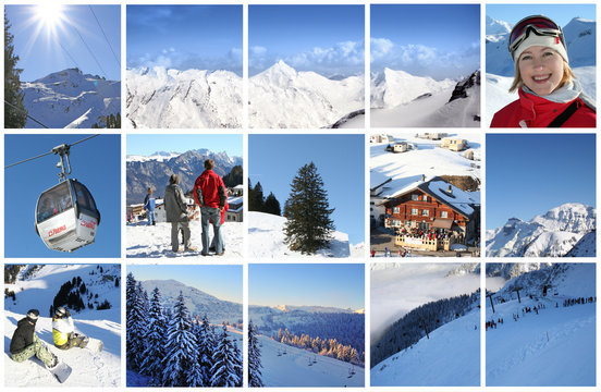 winter Alps in collage