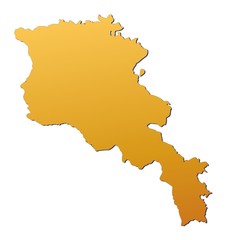 Armenia map filled with orange gradient. Mercator projection.