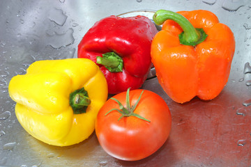 Fresh Peppers and Tomato