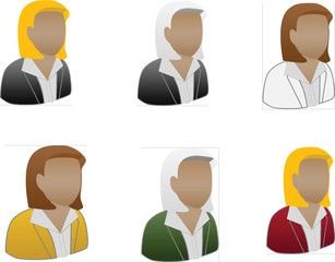 Business women hair colors icon vectors