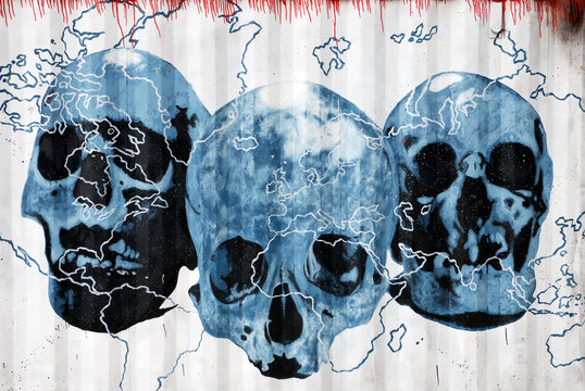 Blue skulls on earth