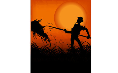 Farmer in the sunset