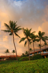 Fototapeta na wymiar Sunset in Maui resort