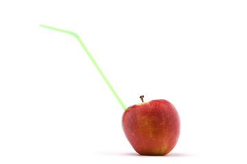 Apple with straw