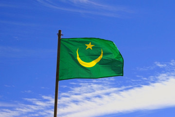 Mauritanian flag flutterin in the wind