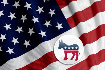 Democrat Logo on American Flag - 6964727