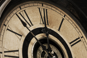 Fototapeta na wymiar Old Grandfather Clock Soon to Strike Midnight