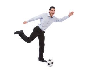 businessman ready to kick