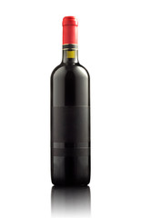 red wine bottle, with empty label