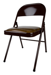 Brown Metal Folding Chair with Upholstered Seat