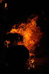 Burning Falla in Valencia. Fire.