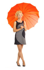 Sexy blonde girl with umbrella