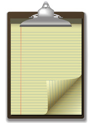 Clipboard Yellow Legal Pad Corner Paper Page Curl