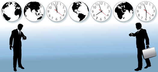 World Business People Time Zone Travel Clock