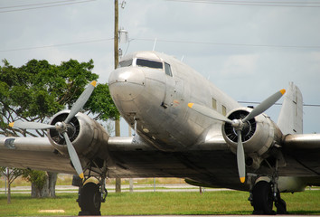 Fototapeta na wymiar Front view of vintage airplane