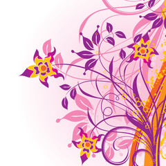 Grunge floral background, vector illustration 