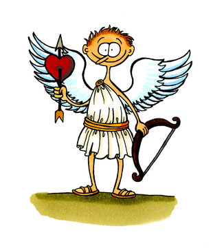Der Engel Amor mit Pfeil und Bogen