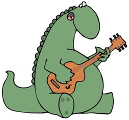 Dinosaur Strumming A Guitar