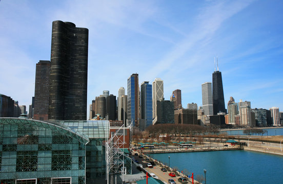 The high-rise buildings in Chicago