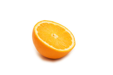 Half cut orange isolated on white background