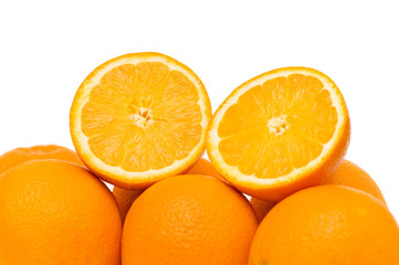 Many oranges isolated on the white background