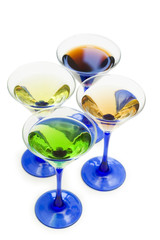 Various cocktails isolated on the white background