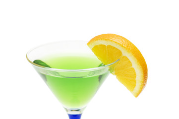 Green cocktail isolated on the white background