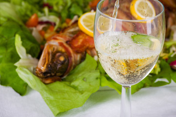 Fish and wine