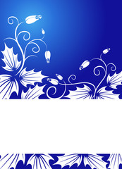 Elegance floral blue background with copy-space