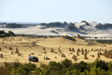 Camper van in the Pinnacles desert in Western Australia