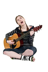Obraz premium girl with the guitar