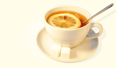 Black tea with lemon and sugar