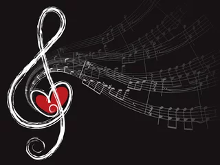 Foto op Plexiglas drievoudige liefde en muzieknoten © fat*fa*tin