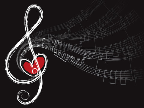 treble love and music notes