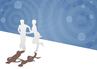 Background with a paper silhouette of the dancing pair