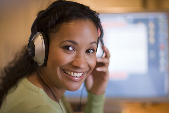 Beautiful Black Woman With Headphones