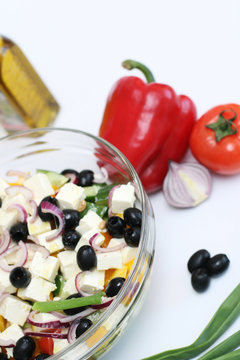 Multi-coloured vegetables for salad