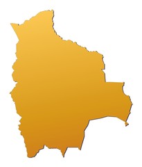 Bolivia map filled with orange gradient. Mercator projection.