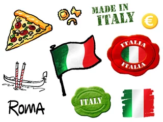 Papier Peint photo autocollant Doodle Symboles de l& 39 Italie