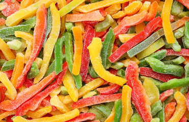 Frozen peppers background
