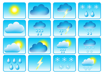 Obraz premium Symbols for the indication of weather. Vector illustration.
