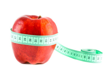 Apple with a measuring tape.