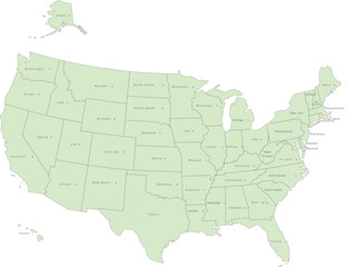 Obraz na płótnie Canvas USA vector map with States names