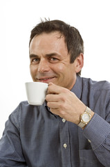 man drinking the coffee