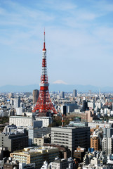 tokyo tower and mount fuji